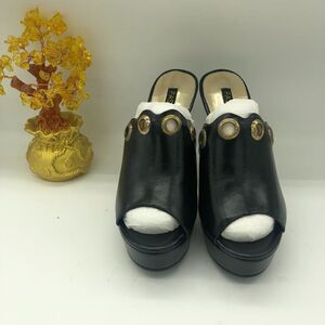 Black Women Open Toe High Heels Mules Sandals